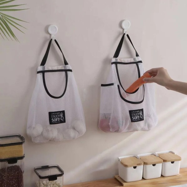 Monikäyttöinen keittiön ripustettava järjestäjä hengittävä mesh White A
