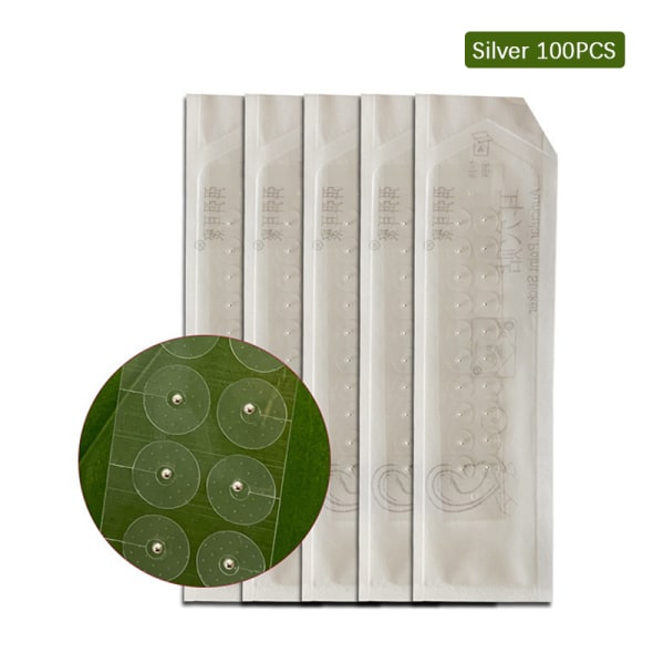 100/200 st Akupunktur magnetiska pärlor Öronklistermärken Ma Silver 100PCS