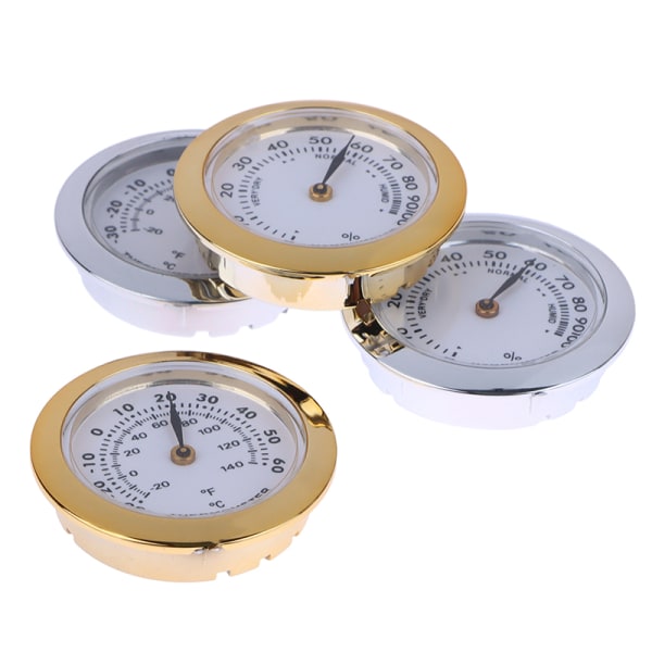 Direct Pin Embedded 37mm Pointer Mini Termometer Hygrometer Fo Thermometer Gold