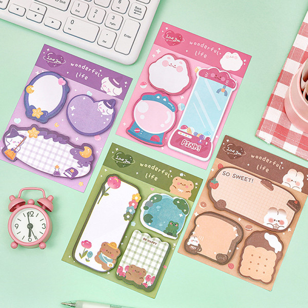 Kawaii Cartoon Strawberry Bear Sticky Notes Memo Pad e Message A1