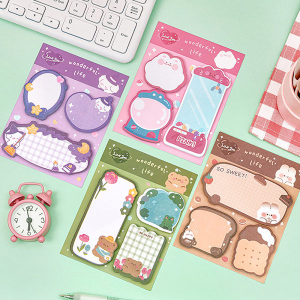 Kawaii tegneserie jordbærbjørn Sticky Notes Memo Pad e Message A2