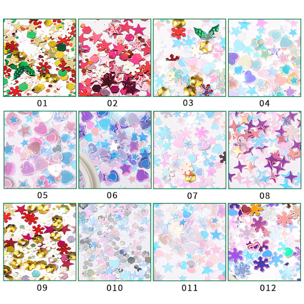 Julepynt Tips Snøfnugg Neglepaljetter Neglekunst Glitter 1