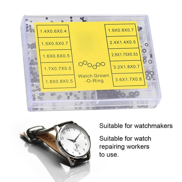 500 Stk/Eske Vanntett Gummi O Ring Watch Crown O-Ring Watch He 1box