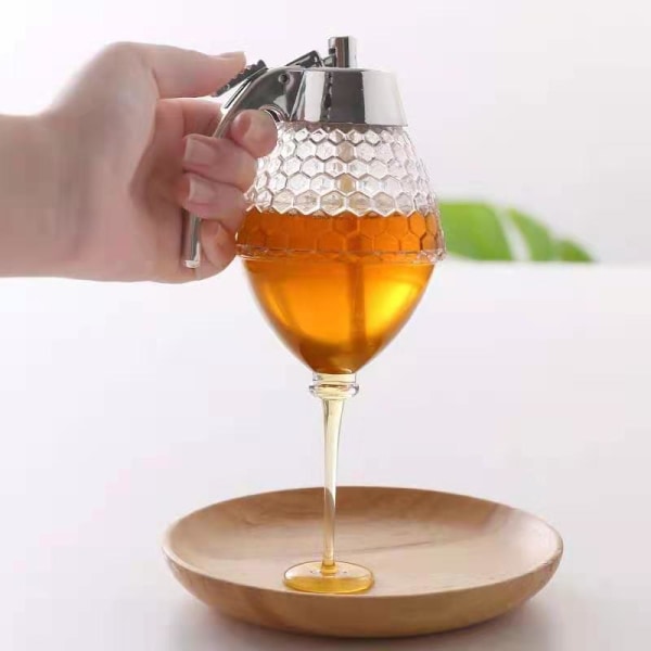 Juice Sirup Cup Bee Drip Dispenser Kedel Honningkrukkebeholder Clear