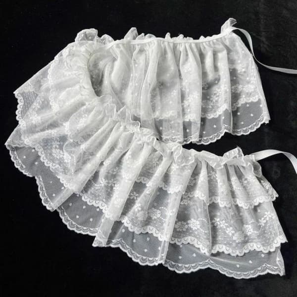 n Mode Spets Mini Lagerkjol Gardin Blommor Spets Mesh Hal C