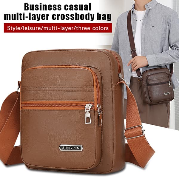 Herr Messenger Bag Mode Business Läder Väskor Herr Äkta L 8