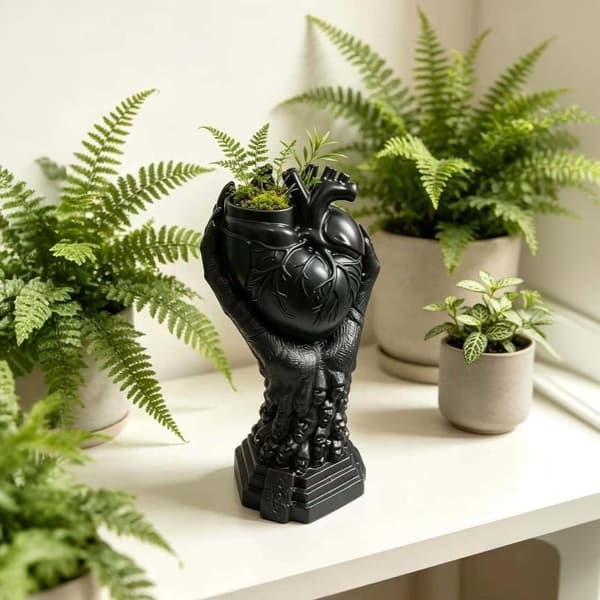 Gotisk Anatomisk Hjerte Harpiks Vase Unik Kraniebase Perfekt Til A8