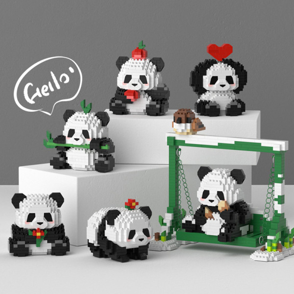 Panda Building Block Barnleksak Pedagogisk Micro Building Block A8