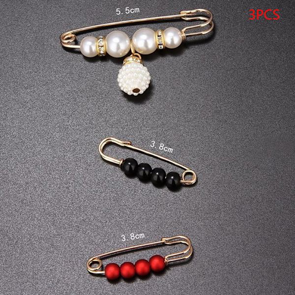 3 Stk Dameklær Brosjesett Perle Rhinestone Brosjer til C  3PCS