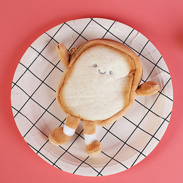 Kawaii Toast muhkea kolikkopussi Creative ja leipäkolikkolaukun riipus
