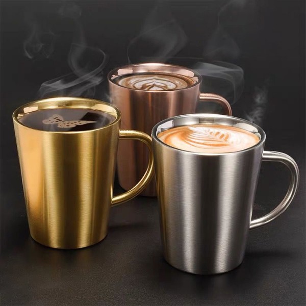 300 ml dobbeltlags vannkopp for hjemmeservering Drikkevarekrus Stainles Silver