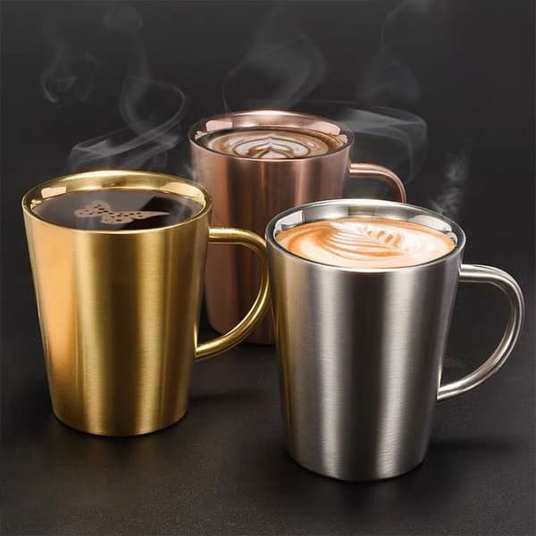 300 ml dubbellagers vattenkopp för hemmatsdrycker, rostfritt Silver