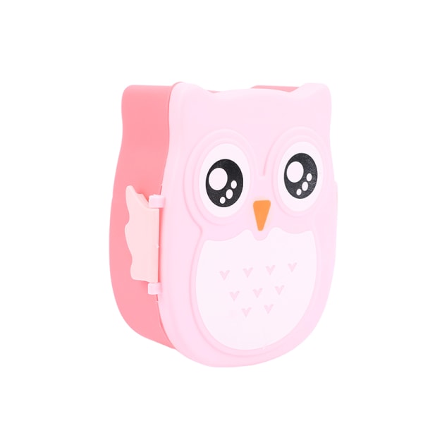 e Owl Shape Lunchlåda Plastbehållare Bärbar låda Picknick Ben pink