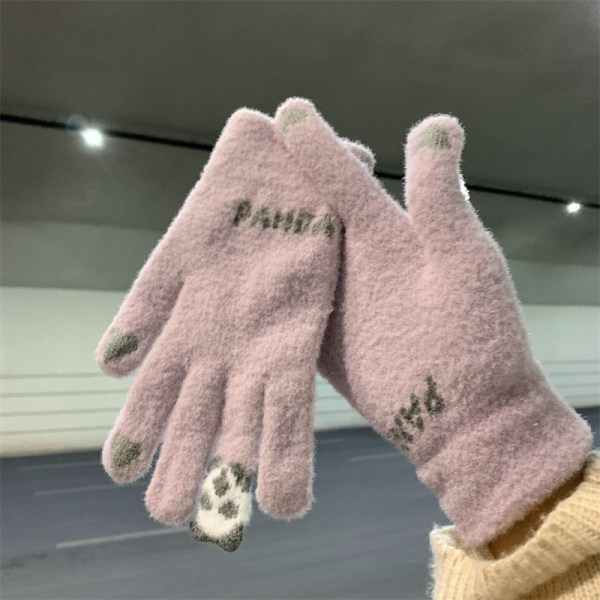 Ridehandsker Touch Five Fingers e Warm Thickened Cold Knitted A
