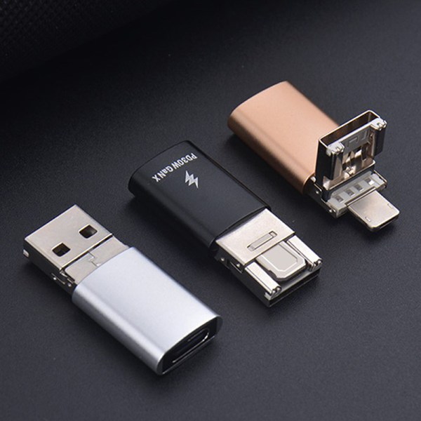 3 I 1 OTG Adapter 30W USB C til IOS Hurtig opladning af dataoverførsel Gold