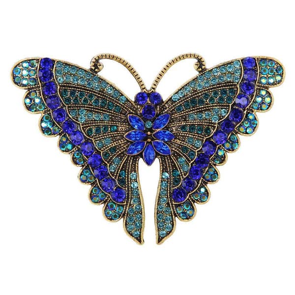 Retro innlagt Rhinestone sommerfuglbrosjer for kvinner kåpesmykke A3