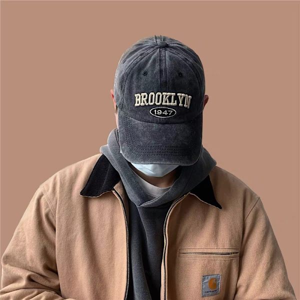 Retro vasket baseballhat Kvinder S Brev Broderet Spring Sum Black