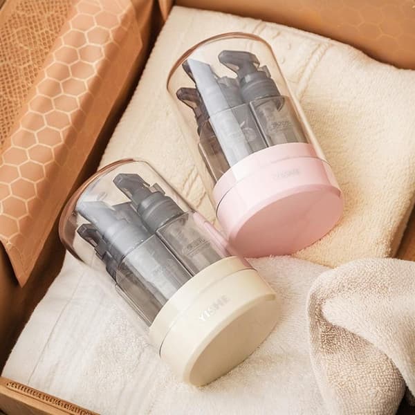 4-i-1 Reseflaskset Tomma Återanvändbara Kosmetikflaskor Pink