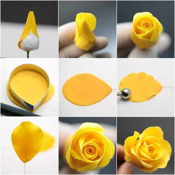 7PCS Blomhjärta Form Mousse Ring Form Rostfritt Stål C