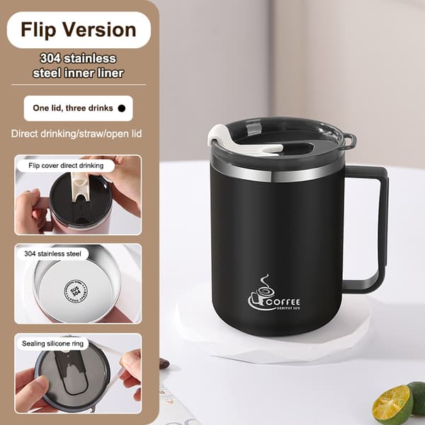 Kaffemugg med lock Termosmugg i rostfritt stål för både H A7