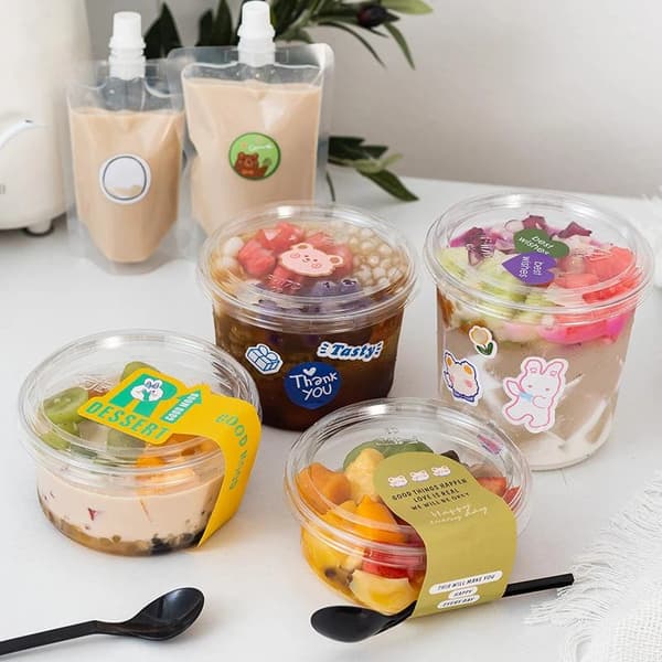 10 st klara plastdessertkoppar med lock Mini Mousse Glass 230ML