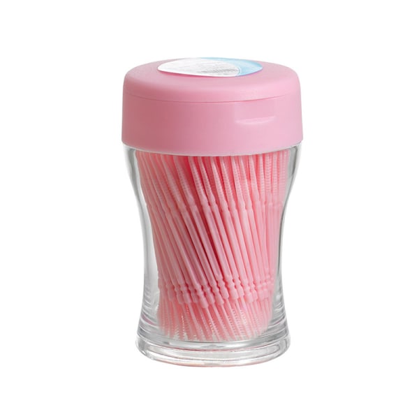 200kpl / set Pehmeä muovi, kaksipäinen harjattu hammastikku Suunhoito Pink