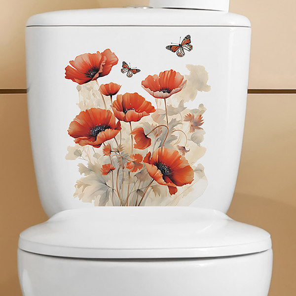 Badrum Toalett Stickers Modern Minimalistisk Blomster Mönster Själv