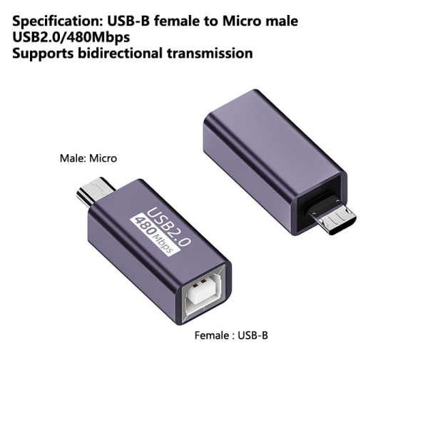 USB-B-C-tyypin mini- USB sovitin tulostimen mikro-USB-muunnoksille A5