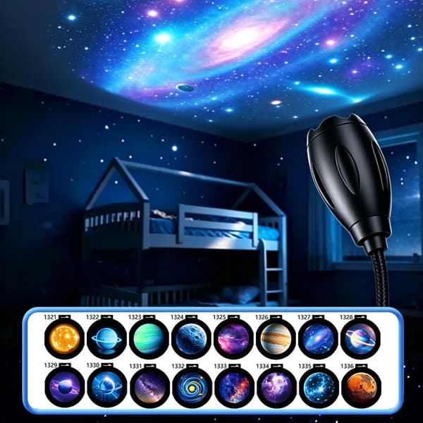 Mini Galaxy Stjerneprojektor 2-i-1 Atmosfære Natlys Soveværelse A1