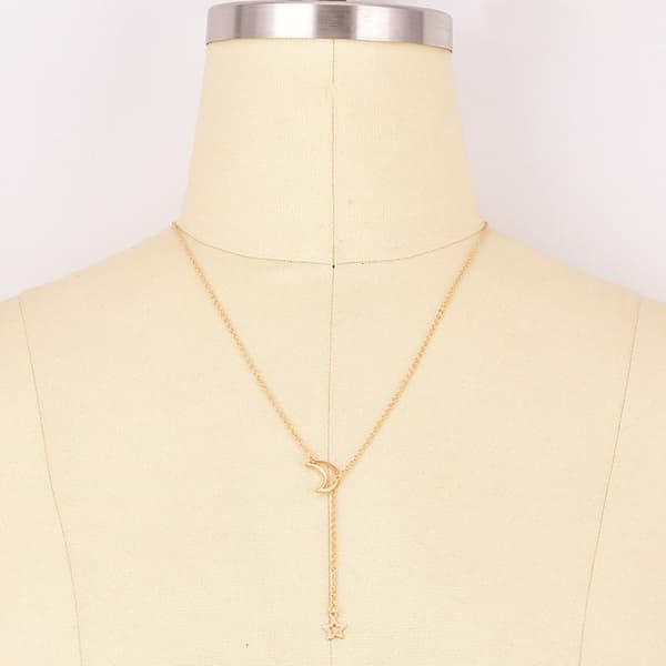 Ny Enkel Måne Stjerne Vedhæng Choker Halskæde Collares Til Kvinder A1