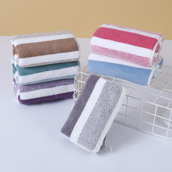 2 stk. stribede mikrofiber badehåndklæder til badeværelse, brusebad, svømning Coffee