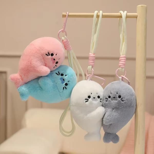 Havdyr Babysæl Plys Fluffy Par Nøglering Magnetisk Att D