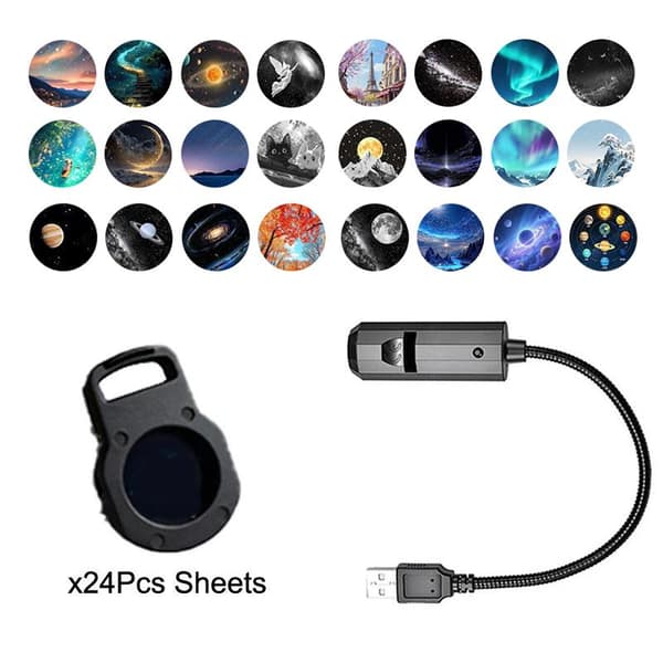 1 sæt USB-stik Planet Projektionslampe Indendørs Loftdekoration A