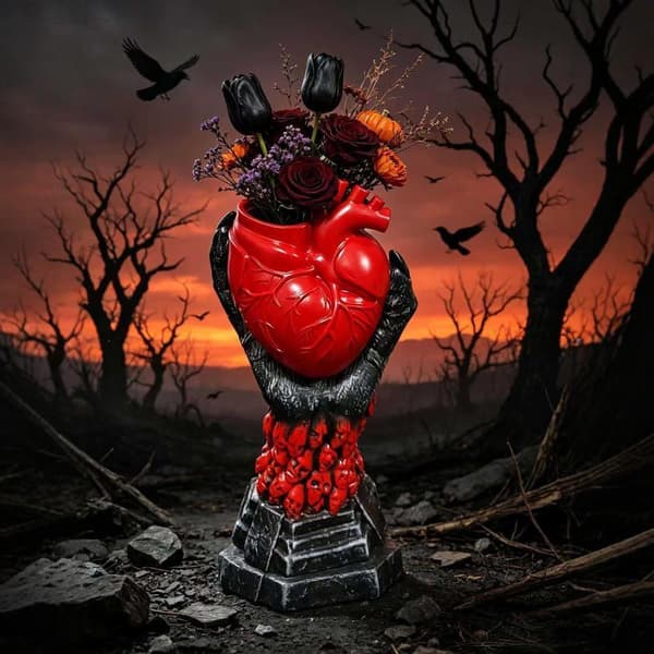 Gotisk Anatomisk Hjerte Harpiks Vase Unik Hodeskallebase Perfekt Fo A10