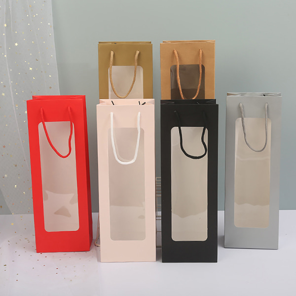 New Style Enkelt Rødvin Tote Bag Vindue Transparent PVC Kraft A2
