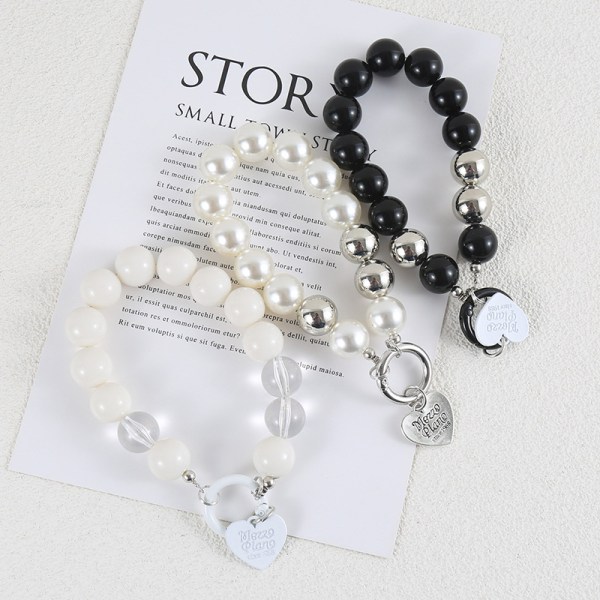 Pearl Phone Pendant Love Beads Key Chain Charm Hanging Rope Pho C