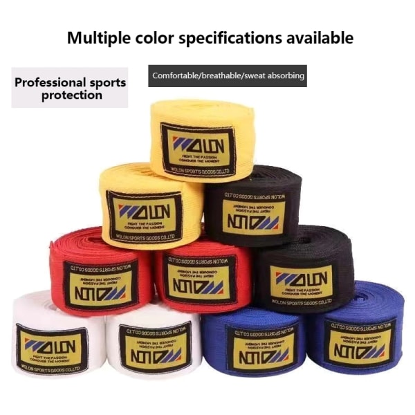 2 rullar/ set bomullsboxning MMA handhandskar wraps bälte boxning Spo yellow 2.5m