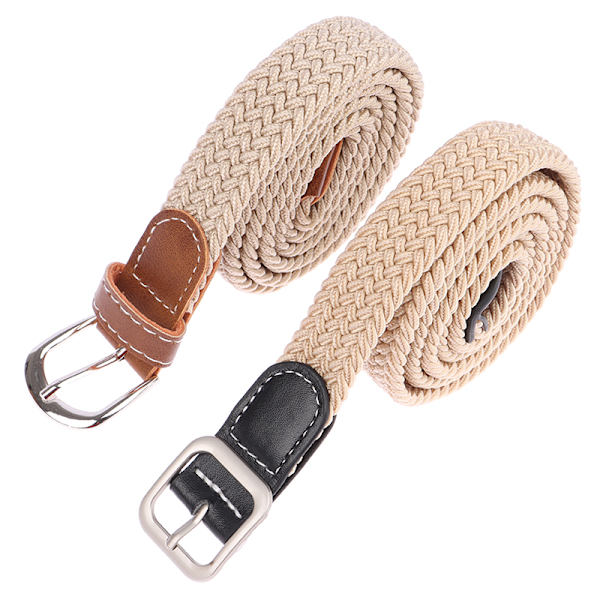 Beltevevd lerretsbelte Metallspenne Herre Dame Elastisk flettet B 3#
