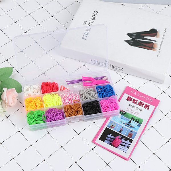 600 st loom bands flicka present elastiskt band för gör-det-själv-vävning