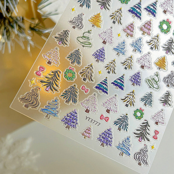 Nagelkonst Nagelsticker Julgran Rosett Krans Design Nagelkonst 1 sheet