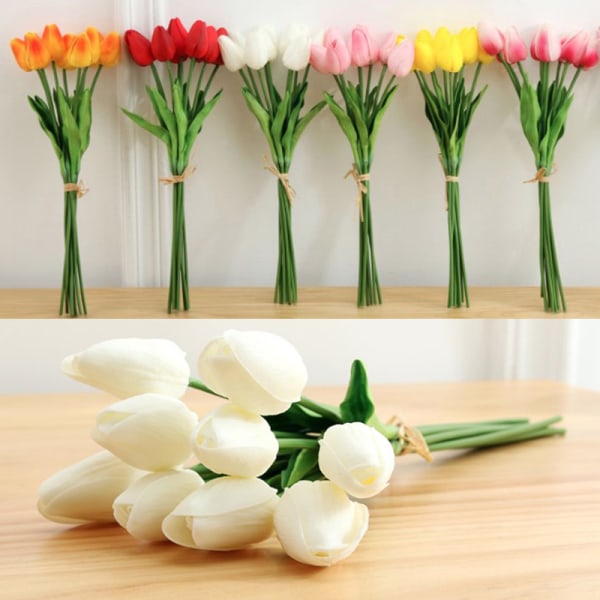 Kunstige Tulipan Blomster Falsk Bukett Real Touch Hjem Bryllup Orange 8b58  | Orange | Fyndiq