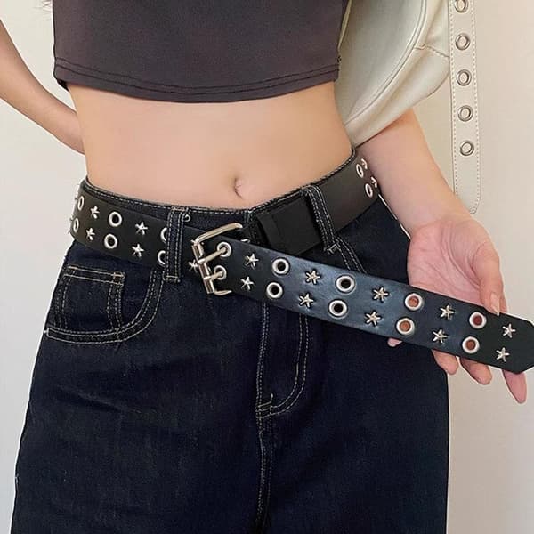Damnitbälte Mode Casual Punkstil Pu Läder Midjebälte A10
