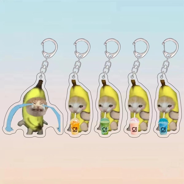 2023 Crying Banana Cat nøglering Bilnøglering Kawaii Student Gif A3