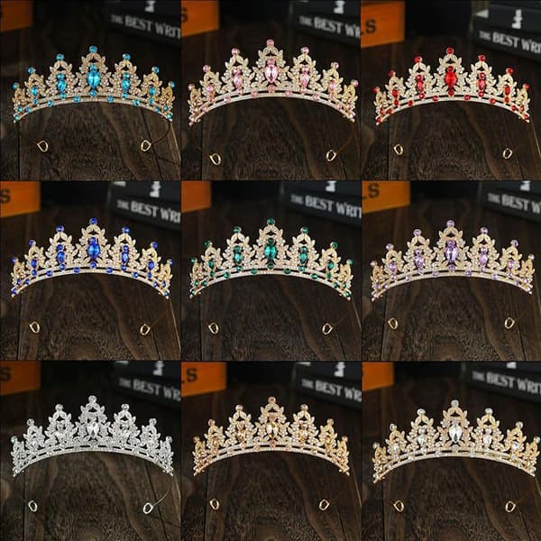 Krystal Dronning Tiara Rhinestone Pandebånd Prinsesse Krone Hår Tilbehør A3