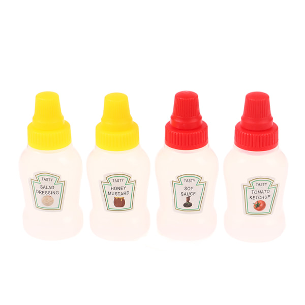 4 stk Mini krydderflaske Salatdressing Ketchup Plastkrukke 1