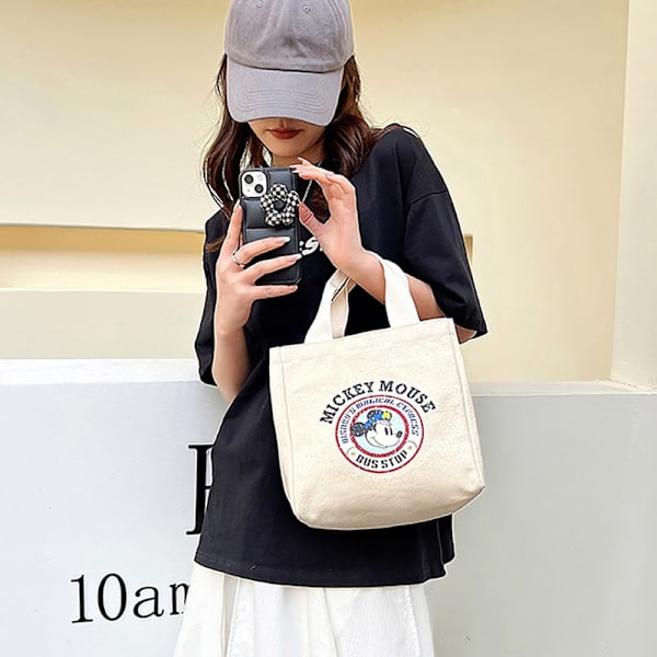 Ny Canvas Cartoon e Dame Handlepose Dame Fritid Enkel Beige
