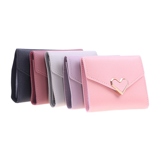 1 Stk Love Heart Lommebok Kvinner Pung Mini Mynt Pung Kortlomme Pink