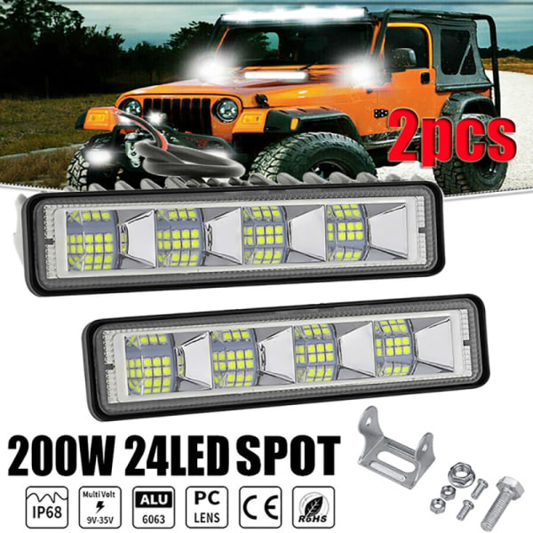 2stk 6 tommer LED arbeidslys Spot Beam Bar Bil SUV OffRoad kjøring 24LED 2PCS