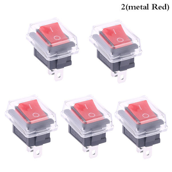 5 kpl Push Button Mini Switch 2Pin On/Off keinukytkin watilla 2(metal Red)