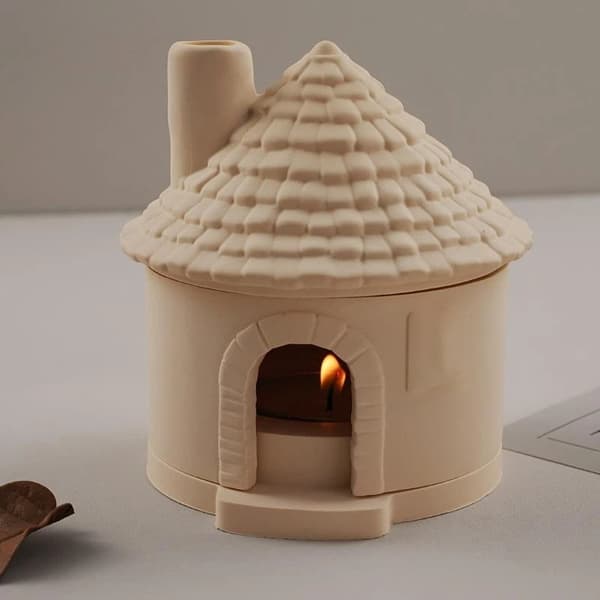 Skorsteinshus Lysestake Silikonform DIY Sement Aromaterapi A